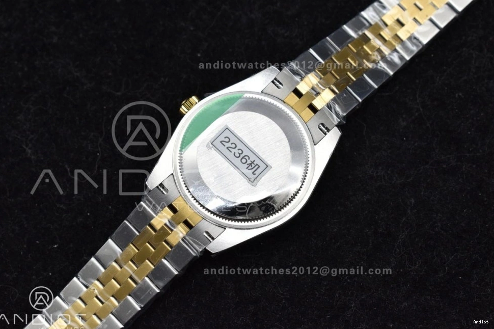 GSF DateJust Bracelet 278273 Soft President 561 on Ladies 316L Steel YG Black Dial Stick Markers 31 0731